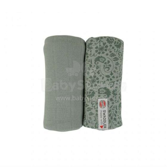 Lodger Swaddler Flower SILT GREEN, 120X120CM, 2 GB (ARTIKULS: SW 080)