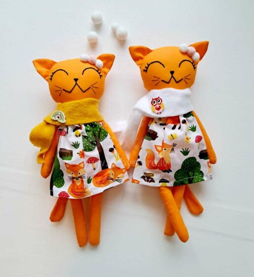 Hand Made Toys Art.144860 Cat Детская игрушка из натурального хлопка,33см (ручная работа)