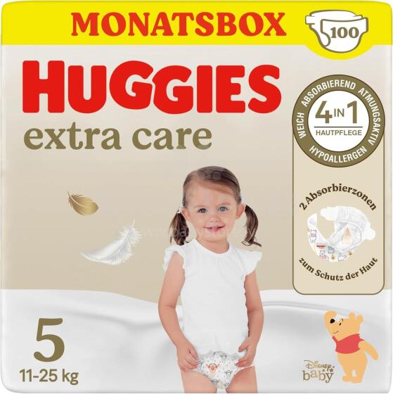 Huggies Baby Nappies Extra Care Art.041549583  5 size 2x50 pcs.
