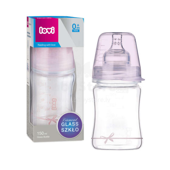 LOVI stikla pudele DIAMOND GLASS, 150 ml, Baby Shower girl, 74/104girl