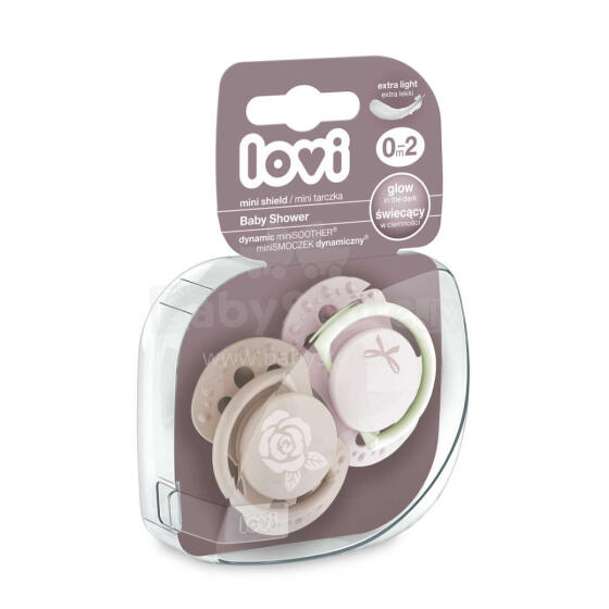 LOVI Silikona dinamiskais knupis, 0-2m, 2 gab., Baby Shower Girl, 22/900girl