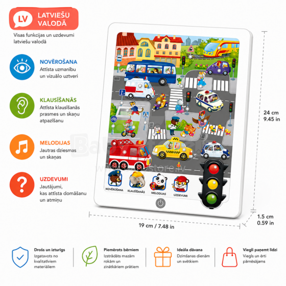 Bo Musical Game Art.145621 Interactive learning tablet (Latvian language)