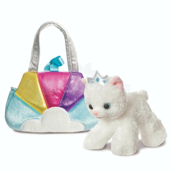 AURORA Fancy Pals Plush Princess Cat in a blue bag, 20 cm