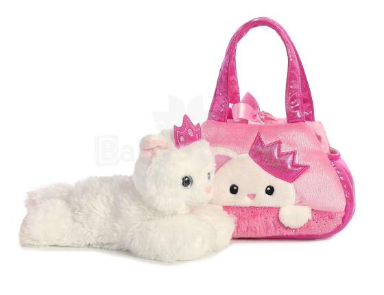 AURORA Fancy Pals Plīša kaķu princese rozā somā, 20 cm