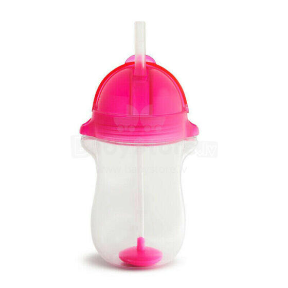 MUNCHKIN jebkura leņķa krūzīte ar salmiņu-rozā, 12m+, 296ml, 01246201