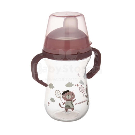 CANPOL BABIES krūzīte ar silikona snīpi, FirstCup BONJOUR PARIS, 250ml, rozā, 56/613_pin