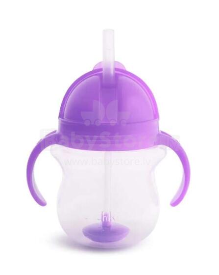 MUNCHKIN jebkura leņķa krūze ar salmiņu, violeta, 6 m+, 207 ml, 90143