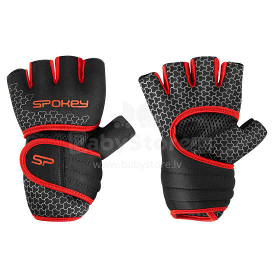 Spokey LAVA Art.928973 Black Red Neoprēna fitnesa cimdi S izmērs