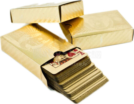 Ikonka Art.KX8977 Gold plastic playing cards - $$$ dollar
