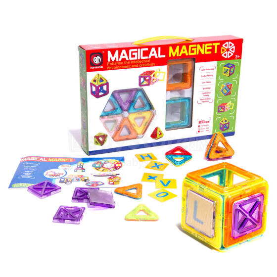 Ikonka Art.KX9679 Coloured magnetic blocks MAGICAL MAGNET 20 PUH