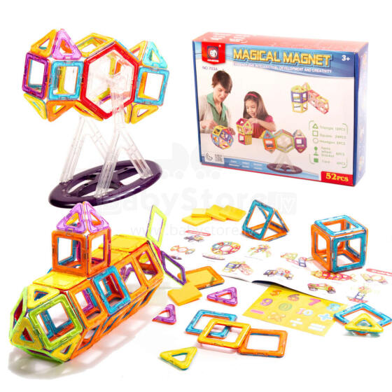 Ikonka Art.KX9681 Coloured magnetic blocks MAGICAL MAGNET 52 PUH