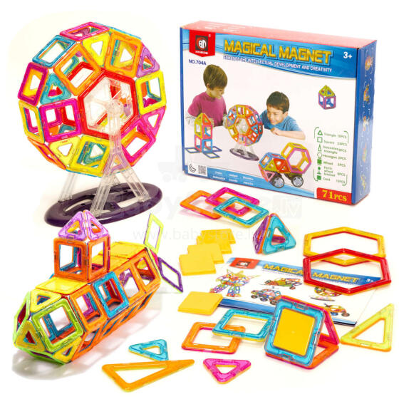 Ikonka Art.KX9682 Coloured magnetic blocks MAGICAL MAGNET 71 PUH