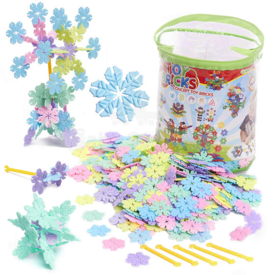 Ikonka Art.KX9740 Spatial wafers stars snowflakes educational blocks 700el