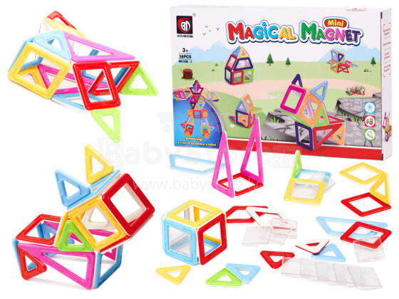 Ikonka Art.KX9820 MAGICAL MAGNET MINI 38pcs 3+ v3 magnetic bricks