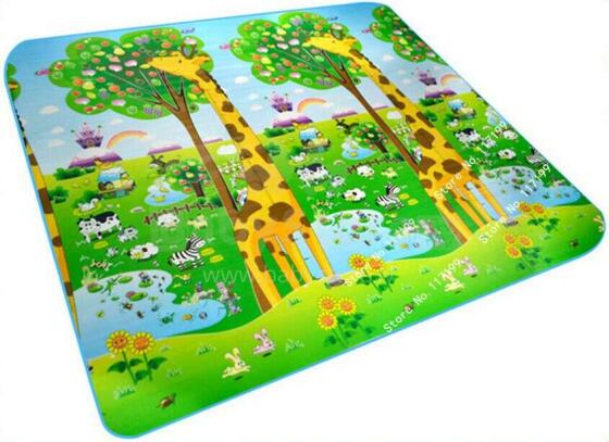 Ikonka Art.KX8040 Educational double-sided foam mat ZOO 200cm x 180cm x 0.5cm