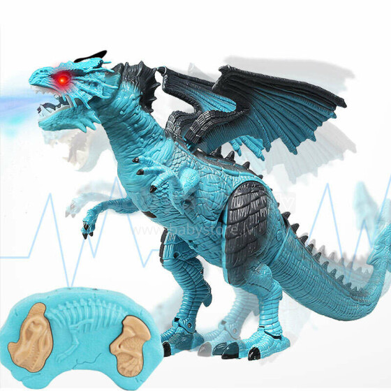 Ikonka Art.KX9993 RC dinozauras valdomas drakonas - eina riaumoja riaumoja kvėpuoja garais 41 cm