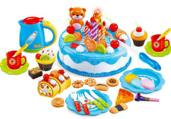 Ikonka Art.KX7593 Birthday Cake Cutting Kitchen 80 el. Blue