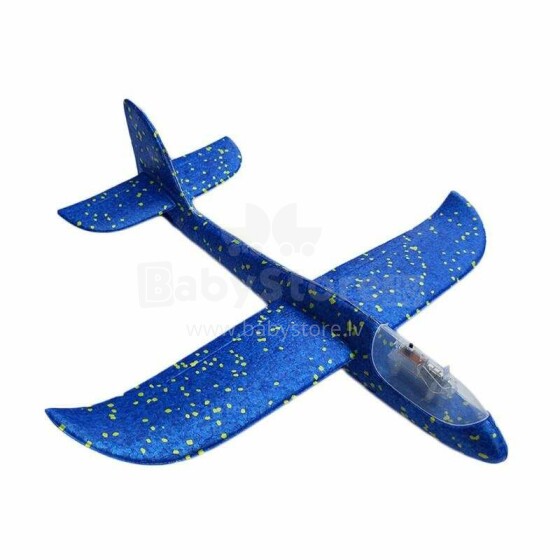Ikonka Art.KX7956_ Blue Glider lennuk Styrofoam 8LED MIX 48x47cm