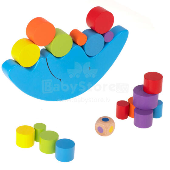 Ikonka Art.KX7295 Montessori wooden moon balancing arcade game
