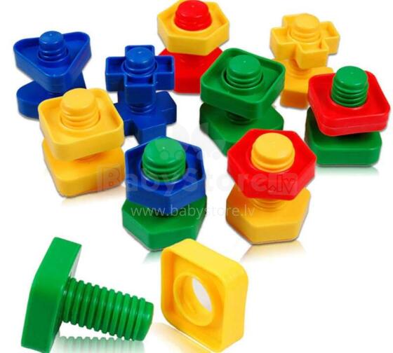 Ikonka Art.KX7423 Construction blocks educational montessori screws 30 elements