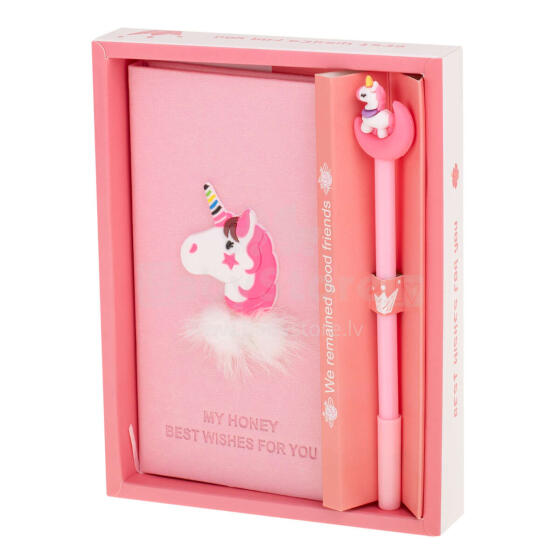 Ikonka Art.KX7425 Notebook with pen unicorn gift set