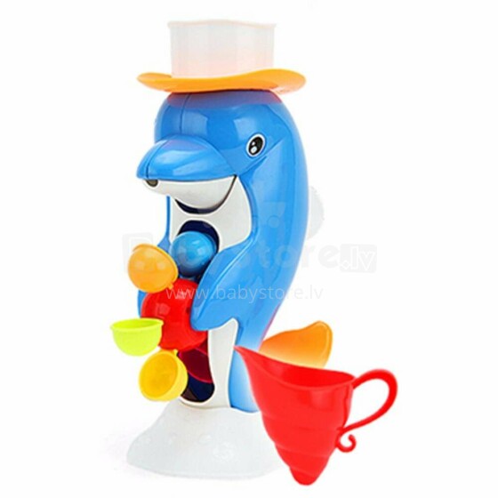 Ikonka Art.KX7539 Vannas rotaļlieta delfīns ar dzirnaviņām + piederumi