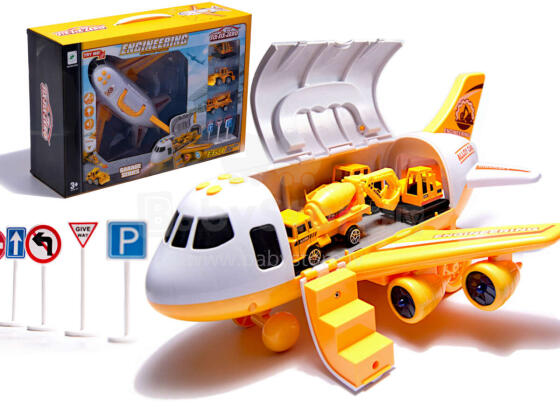 Ikonka Art.KX6684_3 Transporter aircraft + 3 construction vehicles