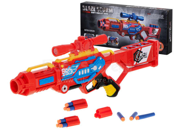 Ikonka Art.KX6584 Blaze Storm foam dart machine gun + 20 darts red