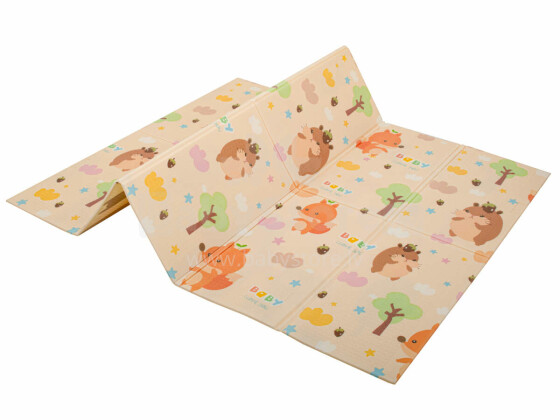 Ikonka Art.KX6477_1 Educational folding foam mat double-sided hedgehog/ bear 150x195cm
