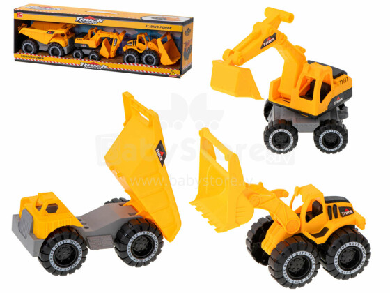 Ikonka Art.KX6381 Construction machinery set of 3 pieces excavator dumper truck