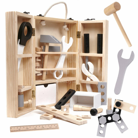 Ikonka Art.KX6282 Toolbox wooden workshop set