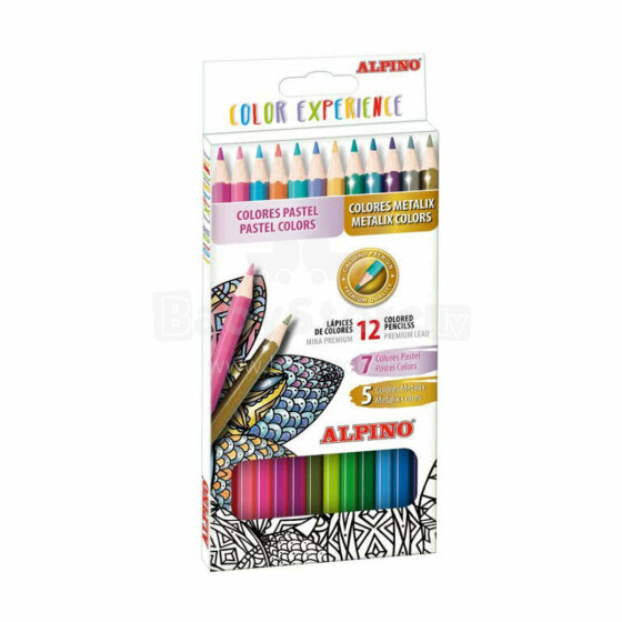 Ikonka Art.KX6061 ALPINO Metallic pencil crayons 12 colours