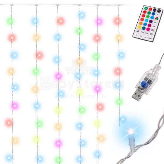 Ikonka Art.KX5722 LED lights Wedding decoration 3x3m 200LED USB + remote control 16 colours with memory