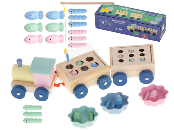 Ikonka Art.KX6121 Montessori wooden train train fish sorter
