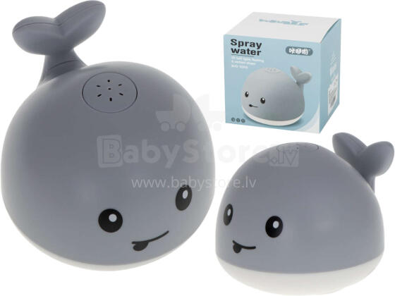 Ikonka Art.KX6119 Spouting whale LED bath toy grey