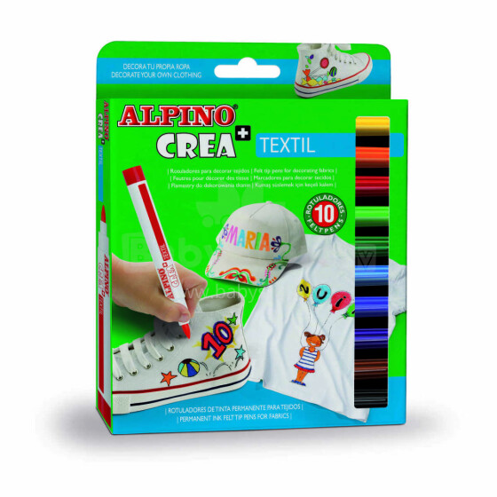 Ikonka Art.KX6058 ALPINO fabric markers 10 colours