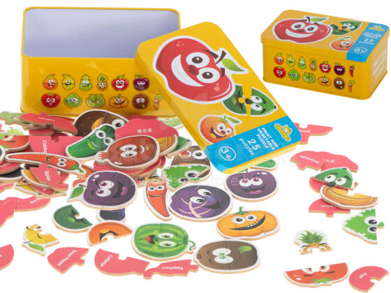 Ikonka Art.KX6019 Fruit/vegetable tin puzzle 25 puzzles