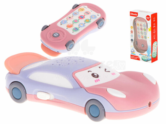Ikonka Art.KX5980 Automobilinis telefono žvaigždžių projektorius su muzika rožinės spalvos