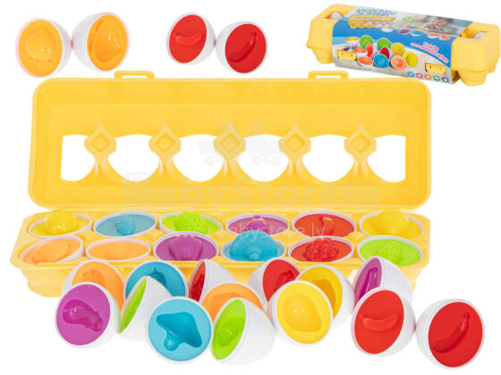 Ikonka Art.KX5965 Educational sorter puzzle match shapes fruit eggs 12pcs