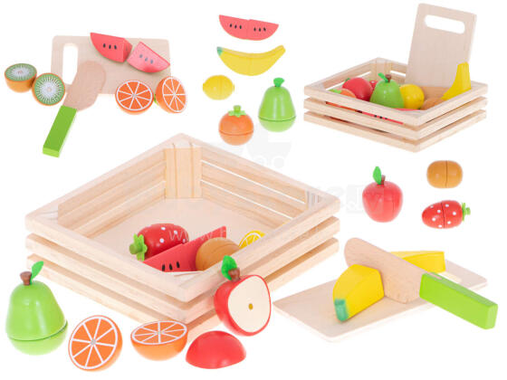 Ikonka Art.KX5955 Wooden fruit to cut with magnet in box + accessories