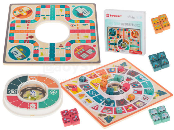 Ikonka Art.KX5952 Family puzzle board game wooden board 2in1 chinaman