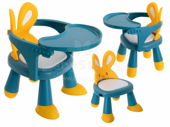 Ikonka Art.KX5846 Söötmis- ja mängulaua tool kollane ja sinine