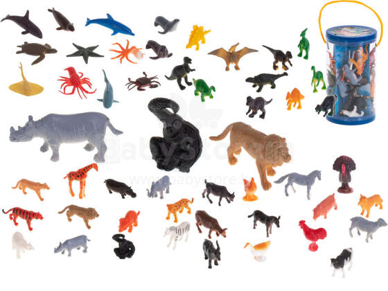 Ikonka Art.KX5844 Figures sea animals wild dinosaurs set mix 48pcs