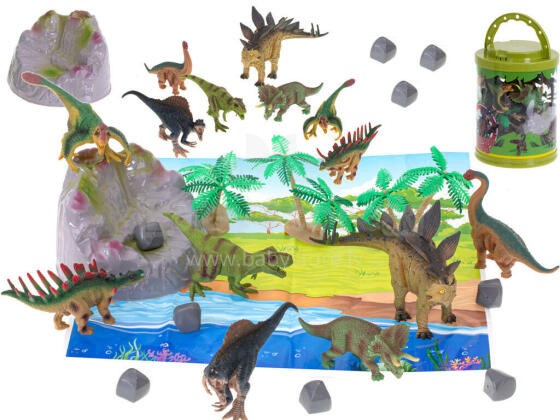 Ikonka Art.KX5840 Animal figures dinosaurs 7pcs + mat and accessories set
