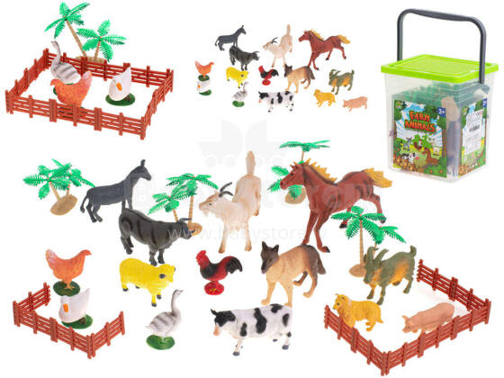 Ikonka Art.KX5838 Farm animal figures 14pcs + accessories