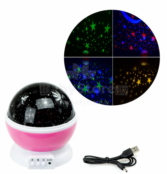 Ikonka Art.KX7814_1 Star projector night light 2in1 USB pink