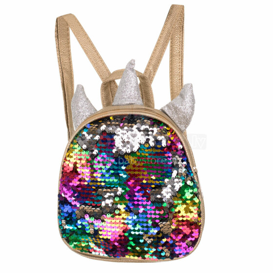 Ikonka Art.KX7430 Sequin unicorn rainbow nursery backpack