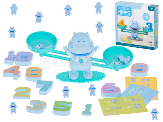 Ikonka Art.KX5937_2 Educational scales learning to count hippo mini