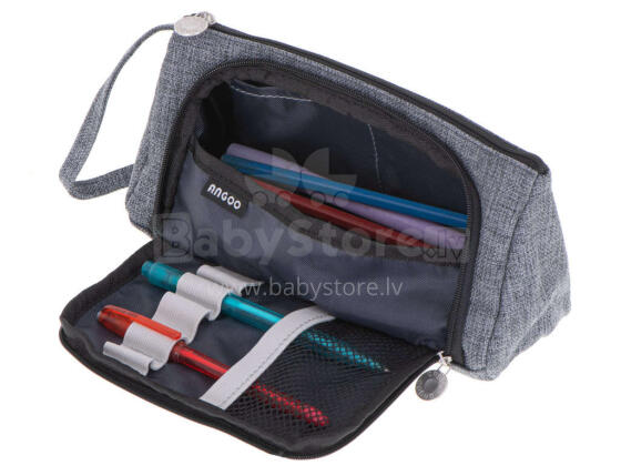 Ikonka Art.KX5672_1 School pencil case double sachet vanity case grey