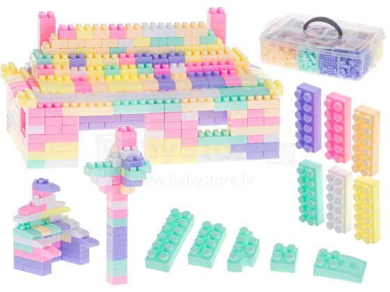 Ikonka Art.KX5670 3D educational bricks BOX 580el. pastel